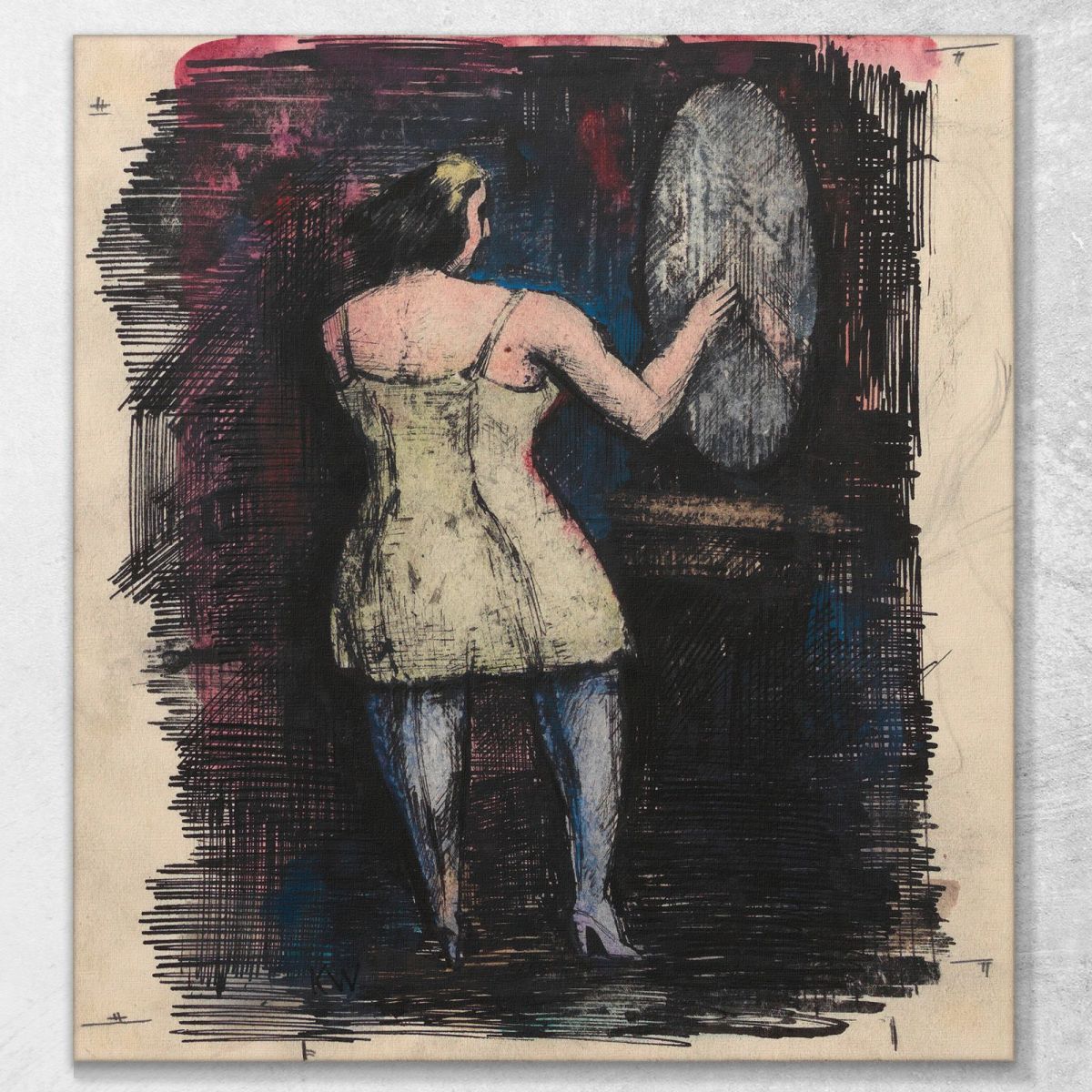 Untitled Woman In Front Of Mirror Karl Wiener kwn515 canvas print 