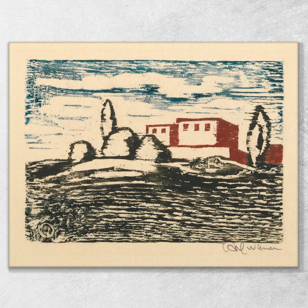 Untitled House In Landscape Karl Wiener kwn530 canvas print 