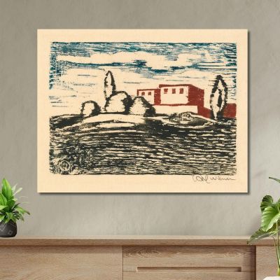 Untitled House In Landscape Karl Wiener kwn530 canvas print 