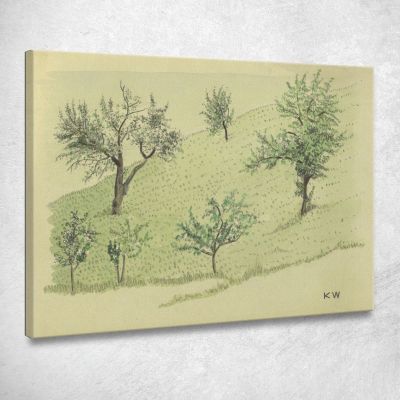 Untitled Deciduous Trees On Hill Karl Wiener kwn560 canvas print 