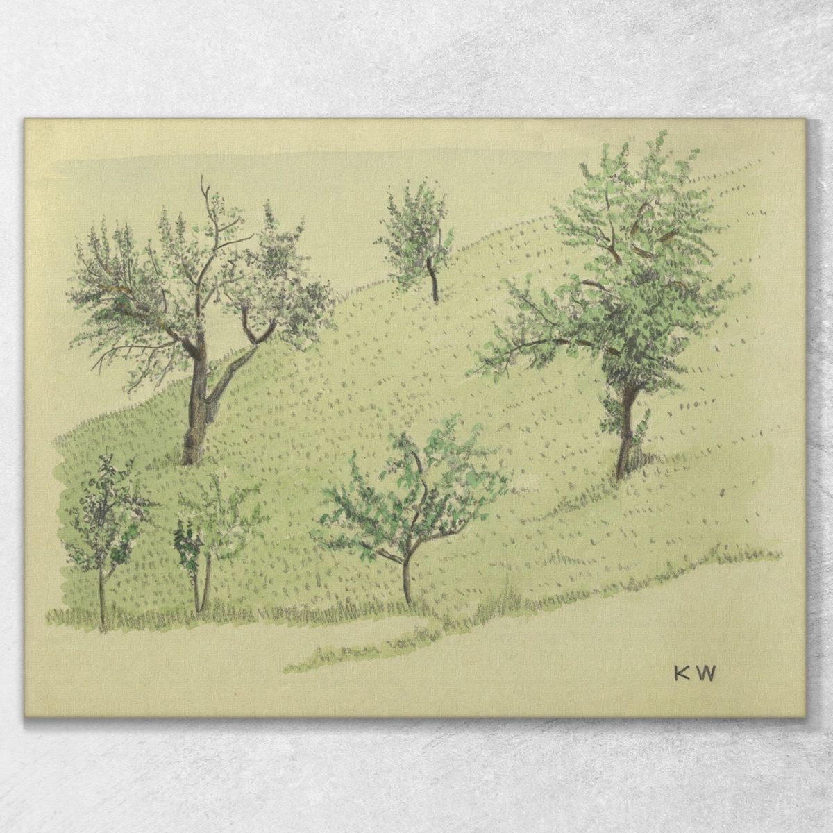 Untitled Deciduous Trees On Hill Karl Wiener kwn560 canvas print 