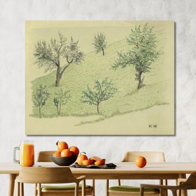 Untitled Deciduous Trees On Hill Karl Wiener kwn560 canvas print 