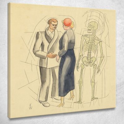 Untitled Man Woman And Skeleton Karl Wiener kwn561 canvas print 