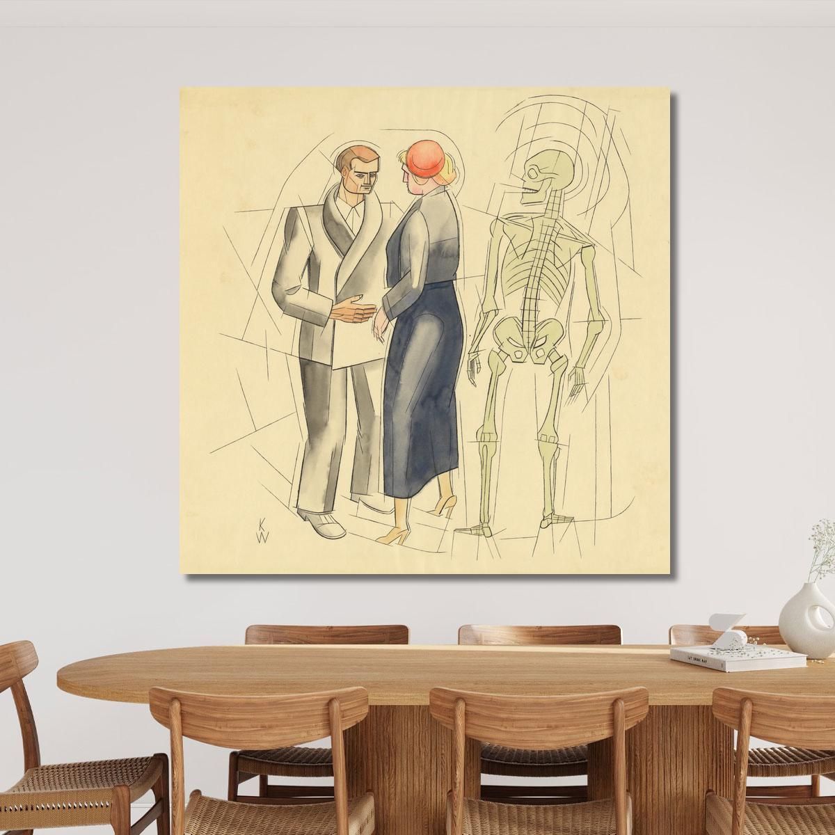 Untitled Man Woman And Skeleton Karl Wiener kwn561 canvas print 