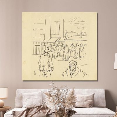 Untitled People In Front Of A Factory Karl Wiener kwn563 canvas print 