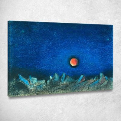 Untitled Red Moon Over Rubble Landscape Karl Wiener kwn580 canvas print 