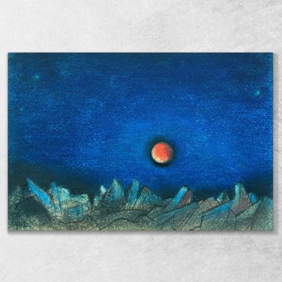 Untitled Red Moon Over Rubble Landscape Karl Wiener kwn580 canvas print 