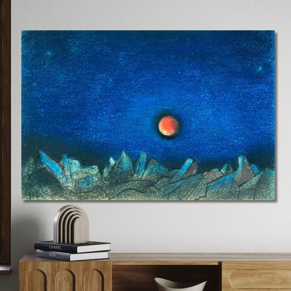 Untitled Red Moon Over Rubble Landscape Karl Wiener kwn580 canvas print 