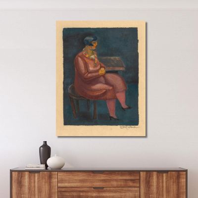 Untitled Seated Woman Karl Wiener kwn586 canvas print 