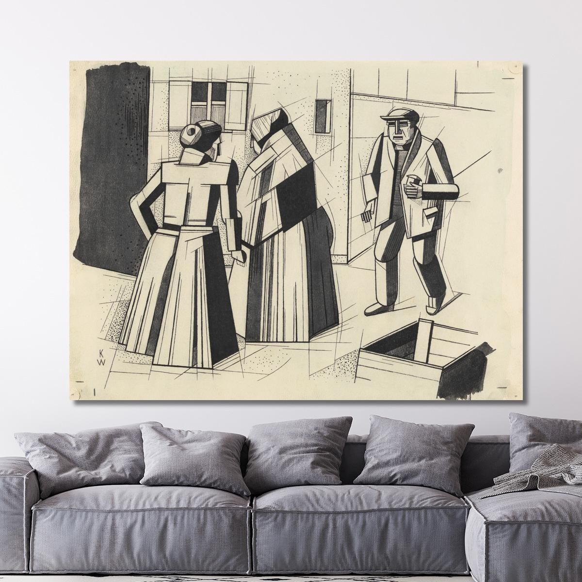 Untitled Two Women One Man Karl Wiener kwn613 canvas print 