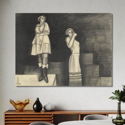 Untitled Two Girls Karl Wiener kwn615 canvas print 