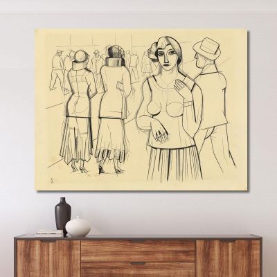 Street With Girls Karl Wiener kwn686 canvas print 