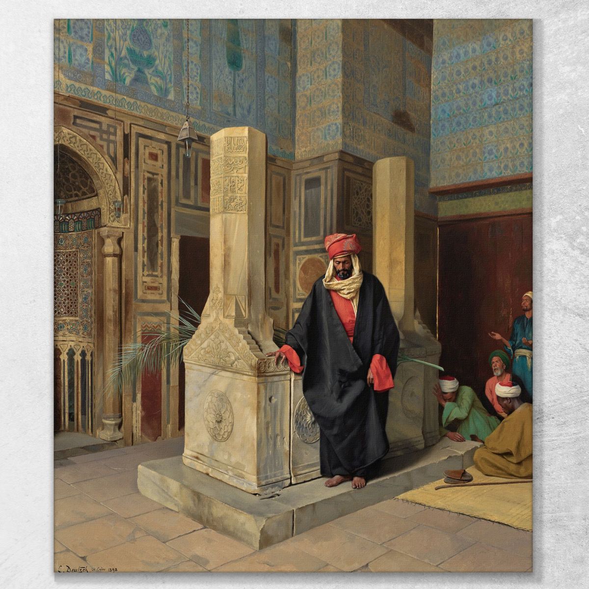 Praying In The Blue Mosque Cairo Ludwig Deutsch ldt20 canvas print 