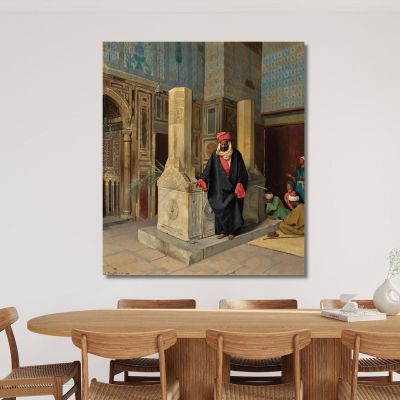 Praying In The Blue Mosque Cairo Ludwig Deutsch ldt20 canvas print 