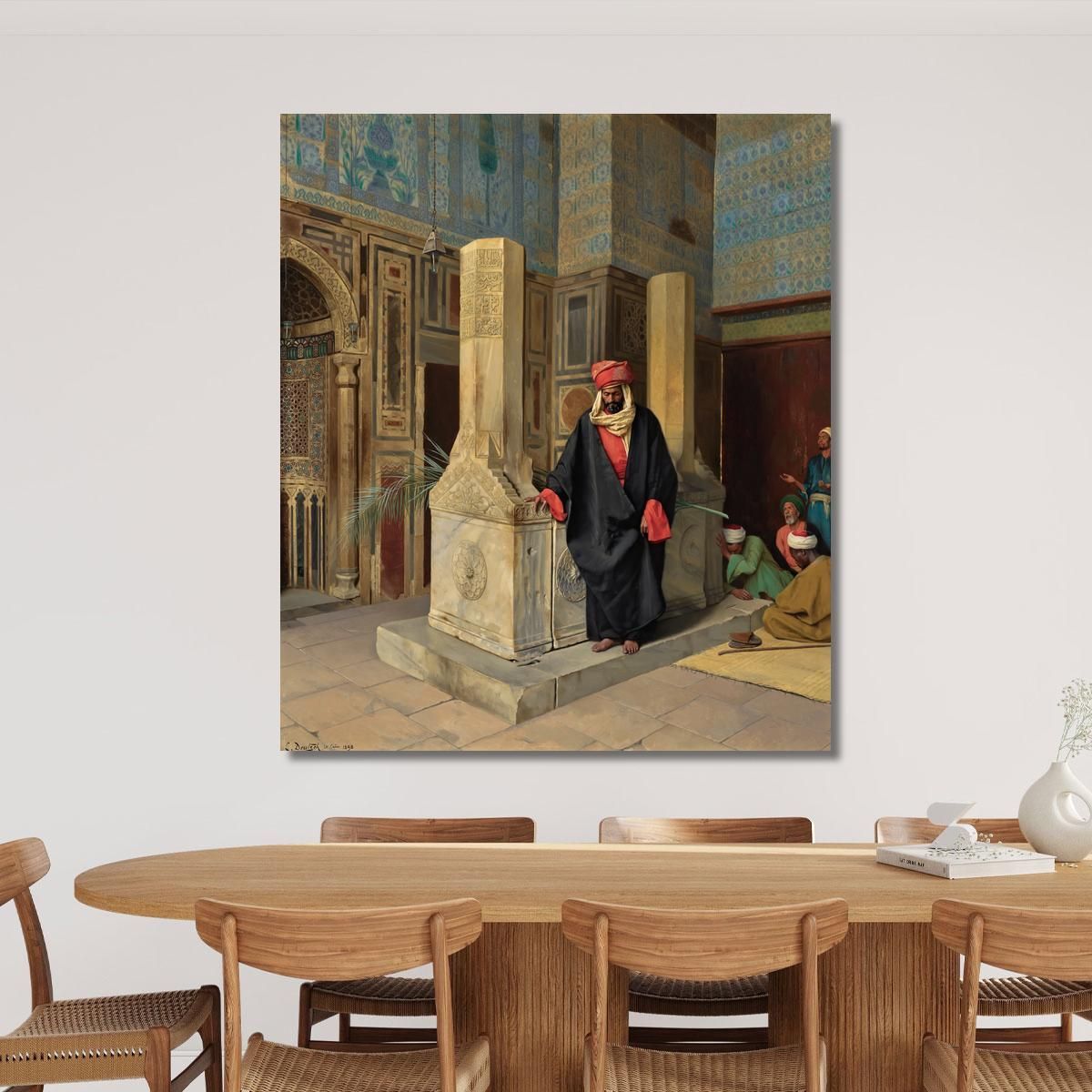 Praying In The Blue Mosque Cairo Ludwig Deutsch ldt20 canvas print 