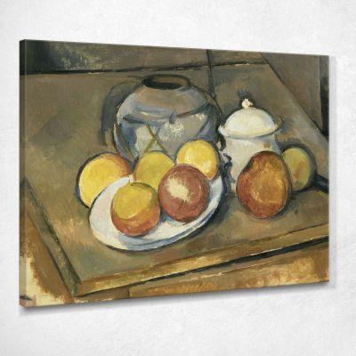 Vase With Straw Trim Sugar Bowl And Apples Paul Cézanne pcz103 canvas print 