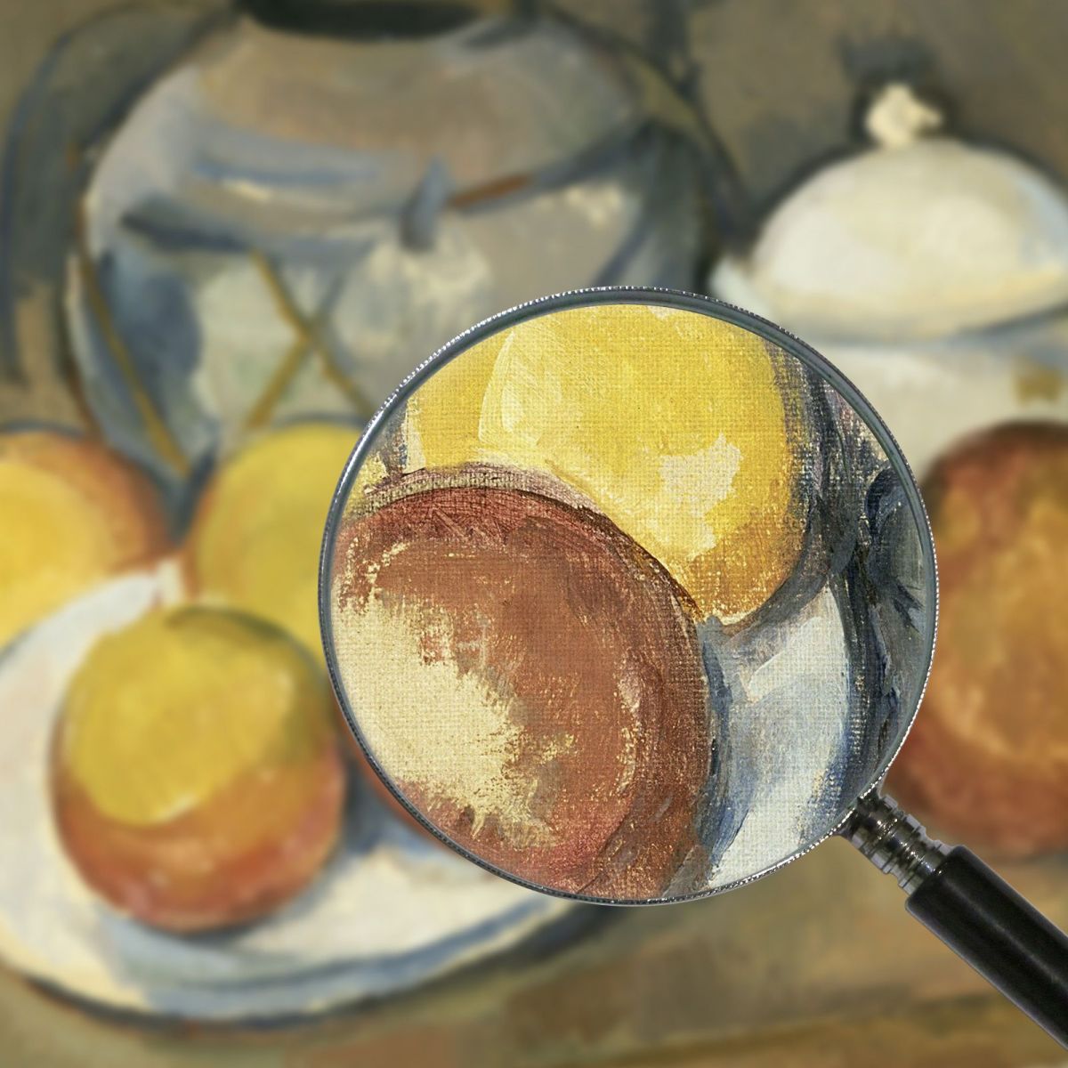 Vase With Straw Trim Sugar Bowl And Apples Paul Cézanne pcz103 canvas print