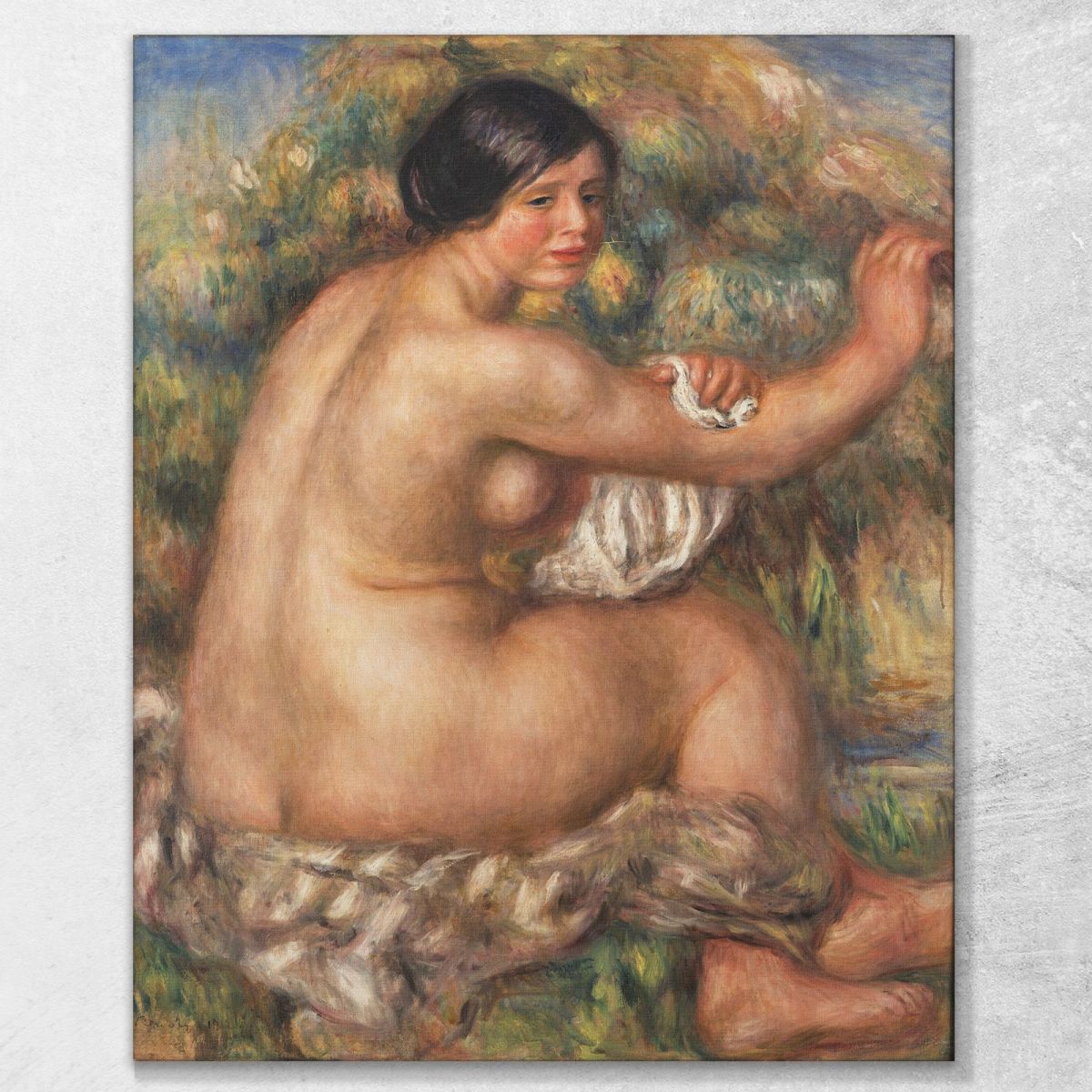 Bather Drying Her Right Arm Large Sitting Nude 1912 Pierre-Auguste Renoir par39 canvas print 