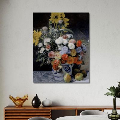 Mixed Flowers In An Earthenware Pot 1869 Pierre-Auguste Renoir par69 canvas print 