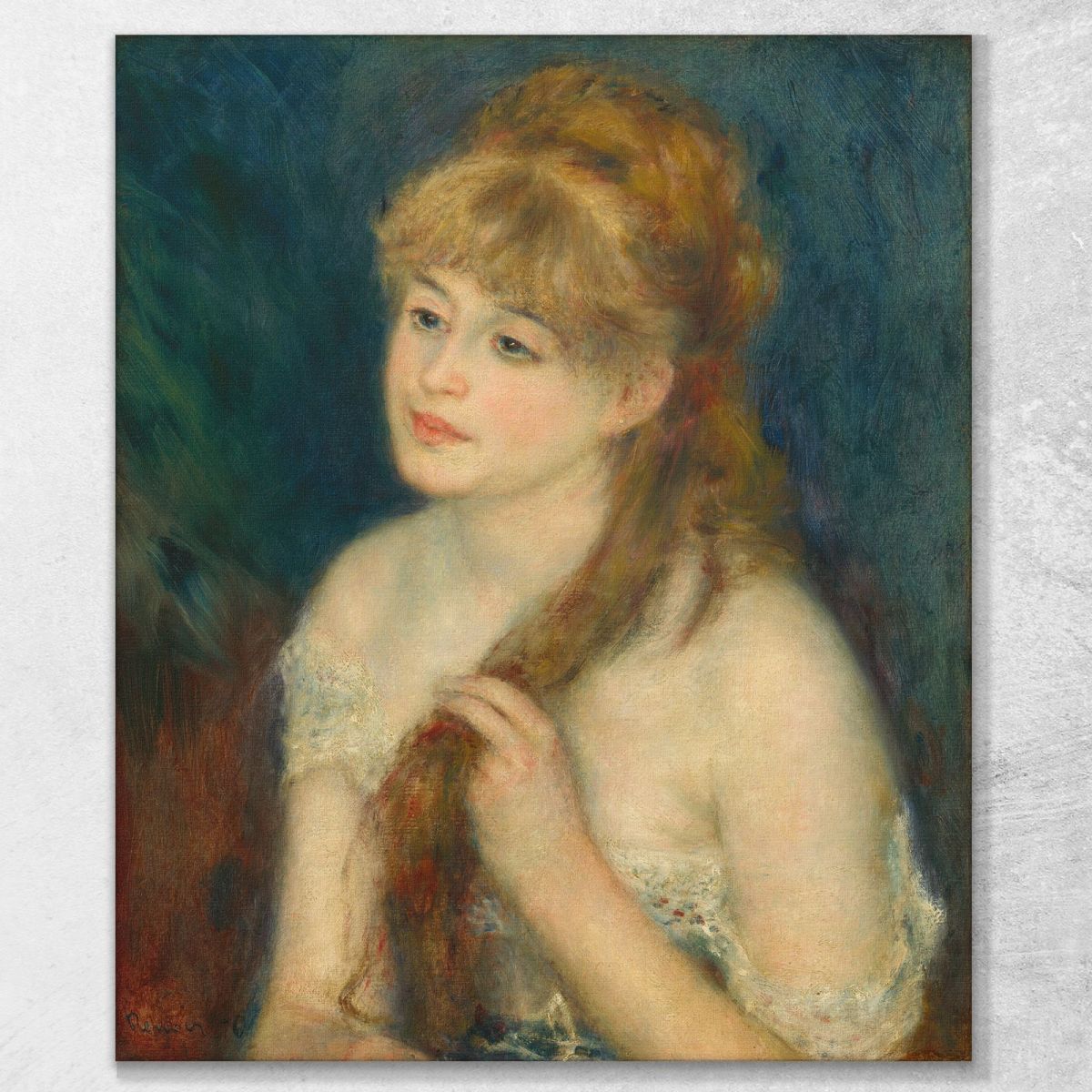 Young Woman Braiding Her Hair Pierre-Auguste Renoir par128 canvas print 