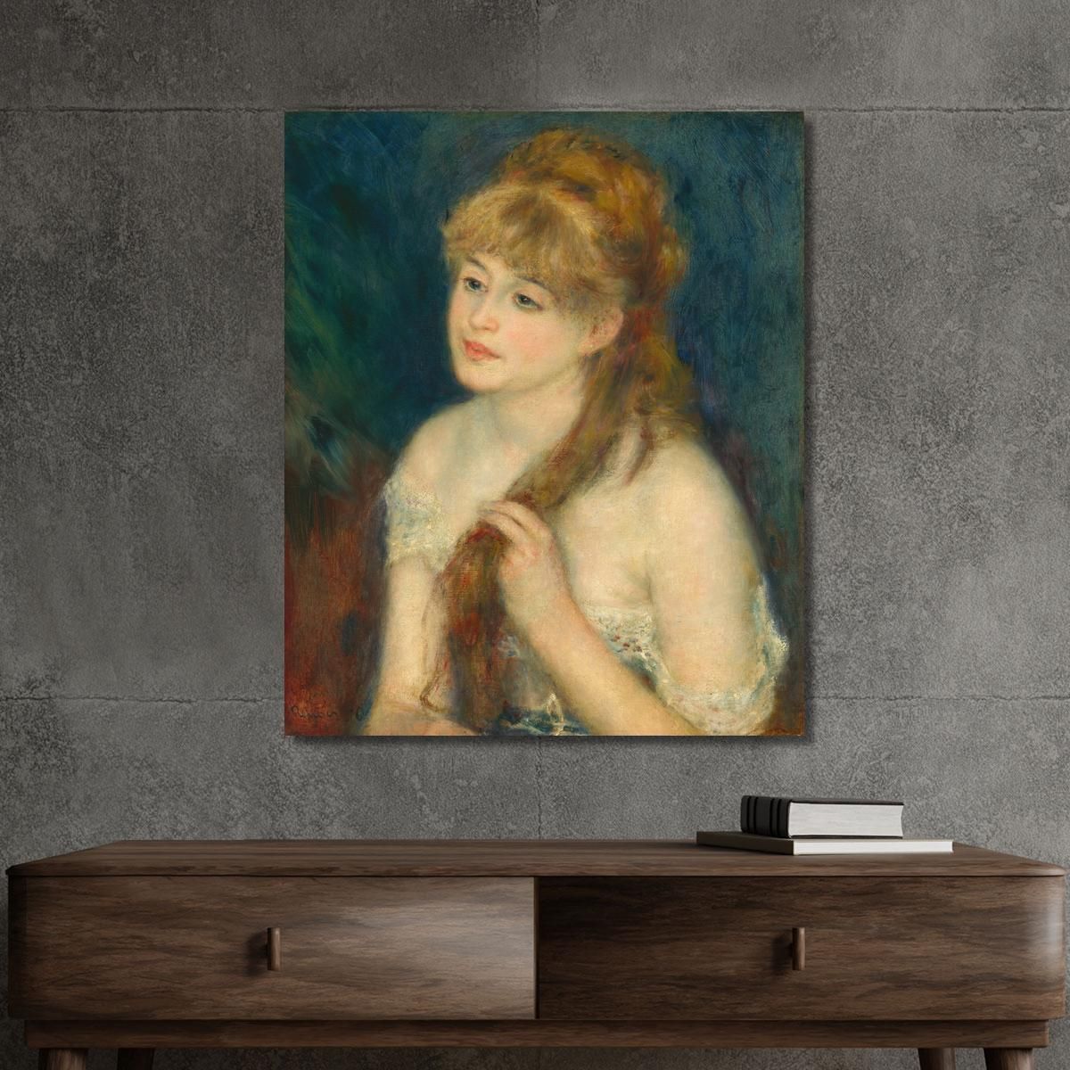 Young Woman Braiding Her Hair Pierre-Auguste Renoir par128 canvas print 