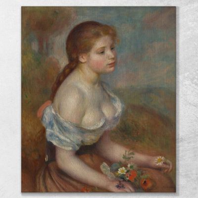 A Young Girl With Daisies Pierre-Auguste Renoir par132 canvas print 