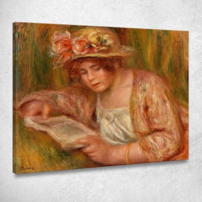 Andrée In A Hat Reading Andrée In A Hat Reading Pierre-Auguste Renoir par140 canvas print 