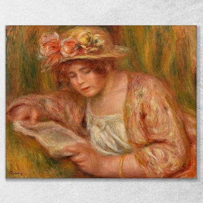 Andrée In A Hat Reading Andrée In A Hat Reading Pierre-Auguste Renoir par140 canvas print 