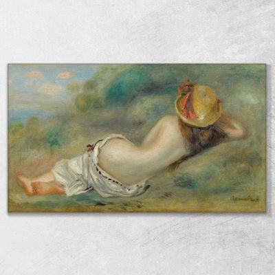 Bather Lying Back With Straw Hat Pierre-Auguste Renoir par154 canvas print 