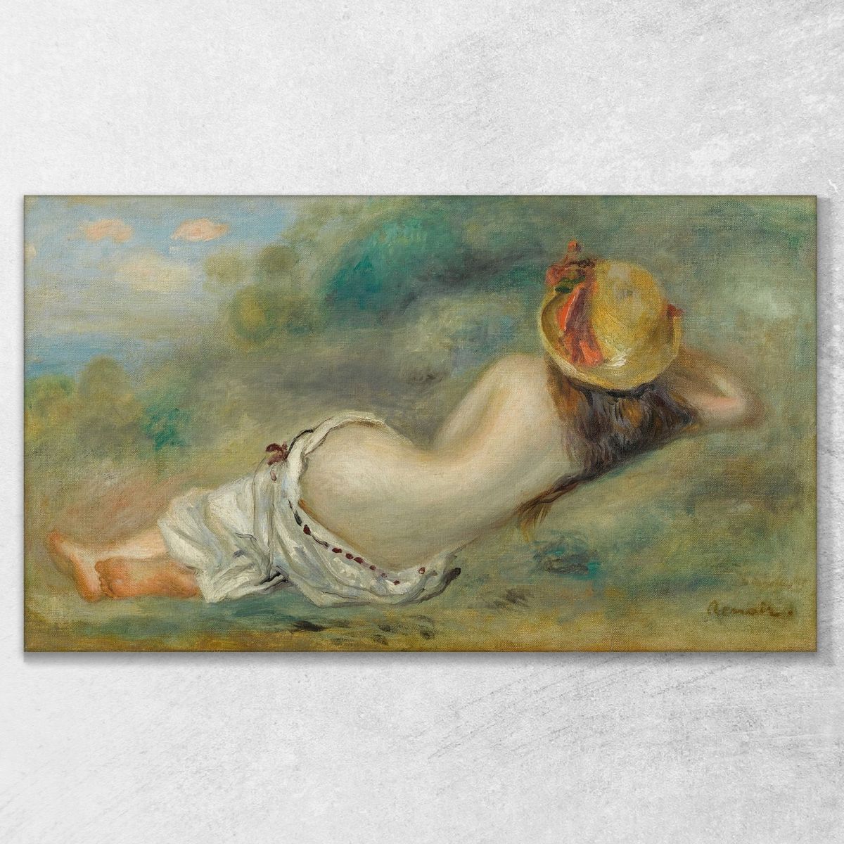Bather Lying Back With Straw Hat Pierre-Auguste Renoir par154 canvas print 