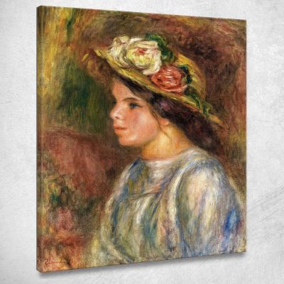Bust Of Woman Trimmed Straw Hat Pierre-Auguste Renoir par174 canvas print 