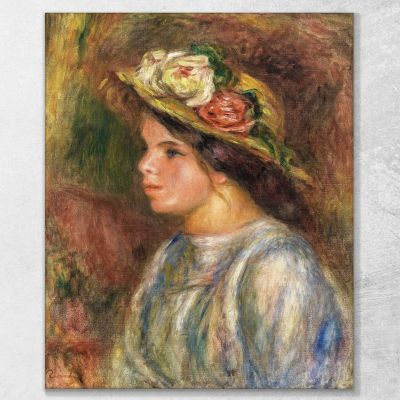 Bust Of Woman Trimmed Straw Hat Pierre-Auguste Renoir par174 canvas print 