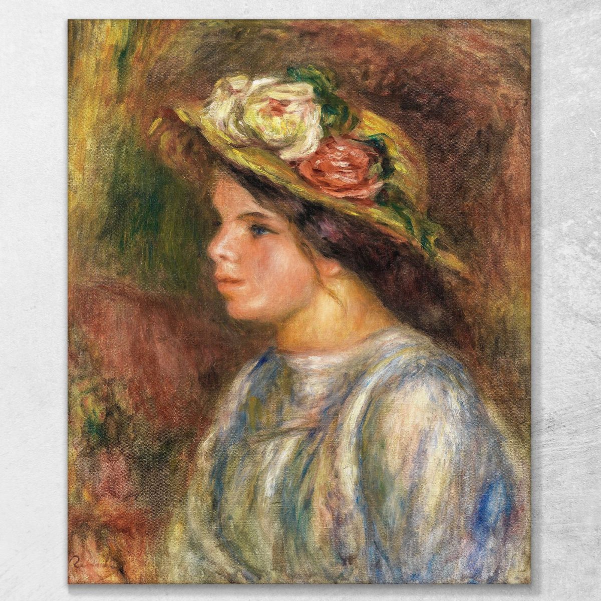 Bust Of Woman Trimmed Straw Hat Pierre-Auguste Renoir par174 canvas print 
