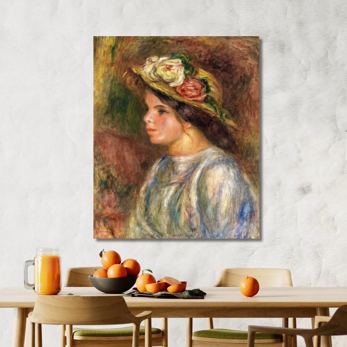 Bust Of Woman Trimmed Straw Hat Pierre-Auguste Renoir par174 canvas print 