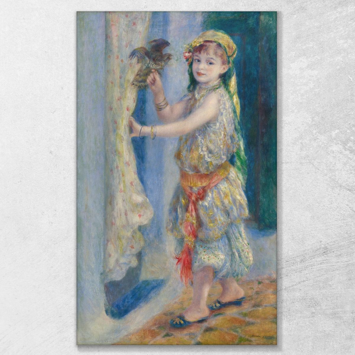 Child With A Bird Mademoiselle Fleury In Algerian Costume Pierre-Auguste Renoir par179 canvas print 