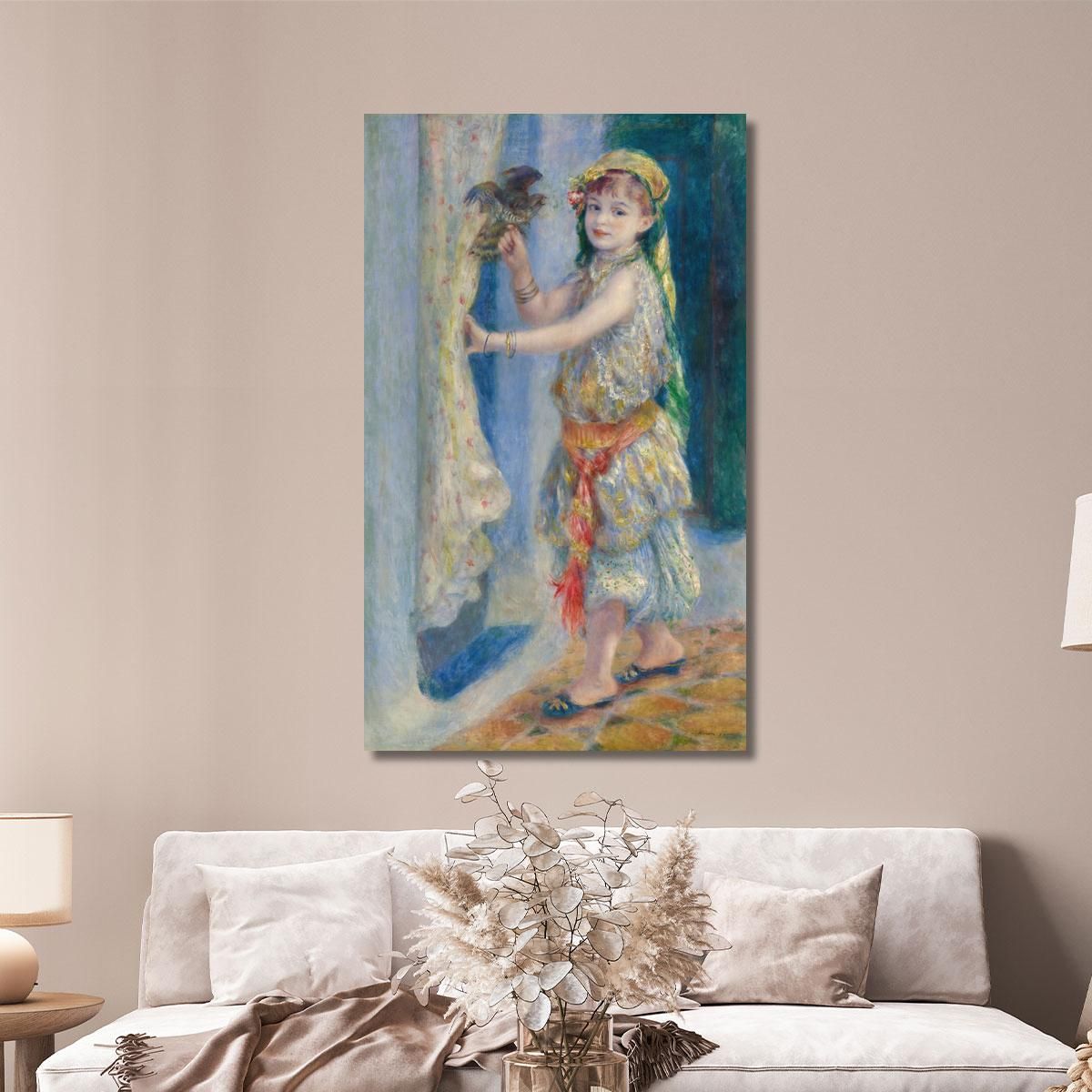 Child With A Bird Mademoiselle Fleury In Algerian Costume Pierre-Auguste Renoir par179 canvas print 