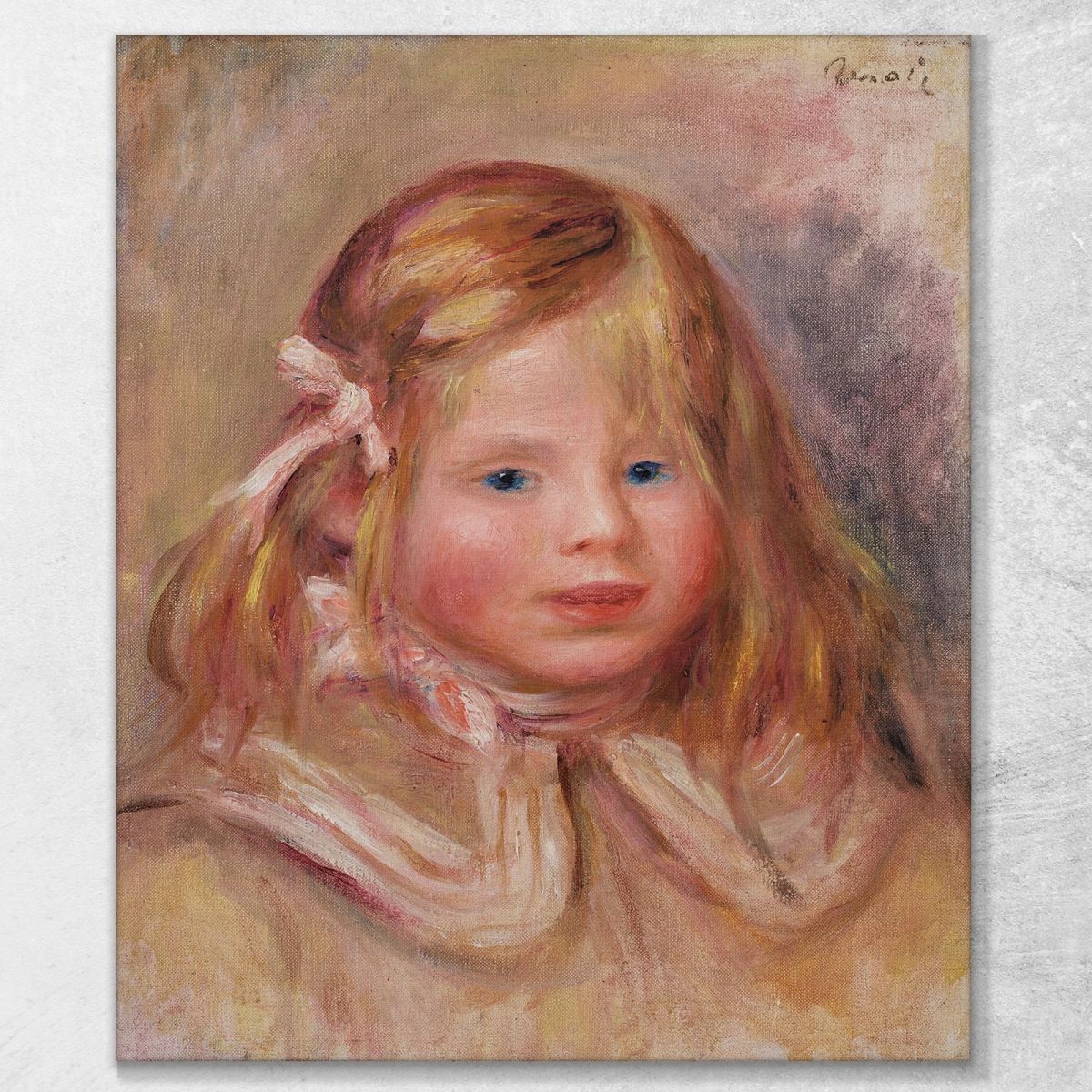Coco With Pink Ribbon Pierre-Auguste Renoir par190 canvas print 