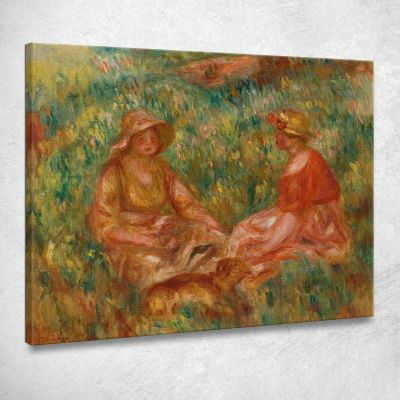 Two Girls In A Meadow Two Women In The Grass Pierre-Auguste Renoir par196 canvas print 