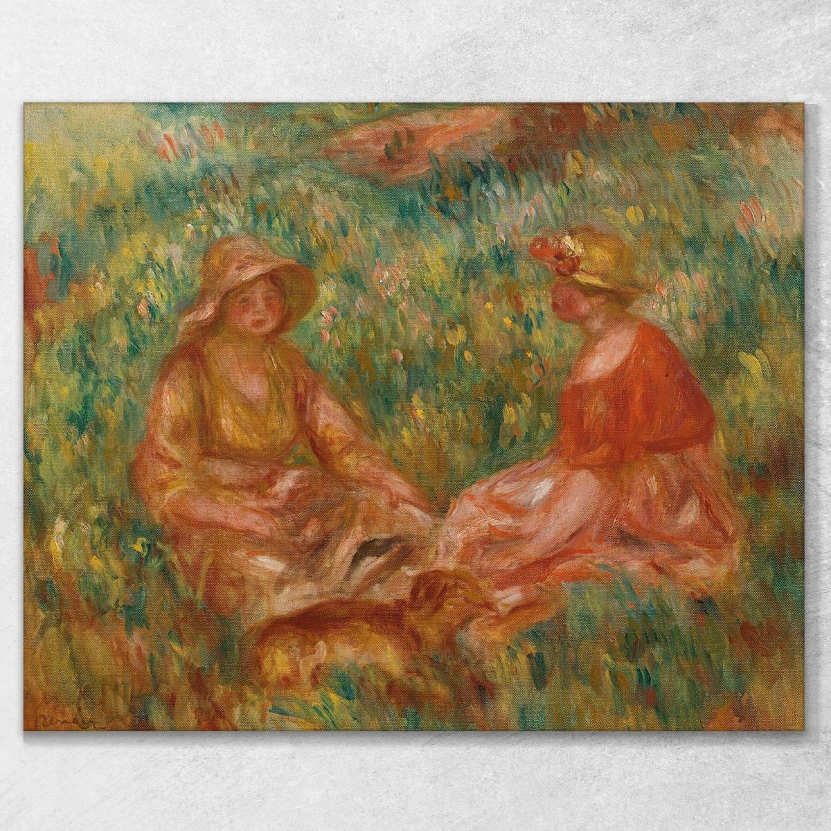 Two Girls In A Meadow Two Women In The Grass Pierre-Auguste Renoir par196 canvas print 