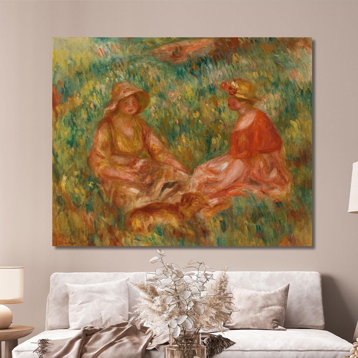 Two Girls In A Meadow Two Women In The Grass Pierre-Auguste Renoir par196 canvas print 