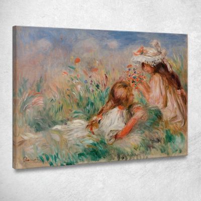 Girls In The Grass Arranging A Bouquet Pierre-Auguste Renoir par248 canvas print 