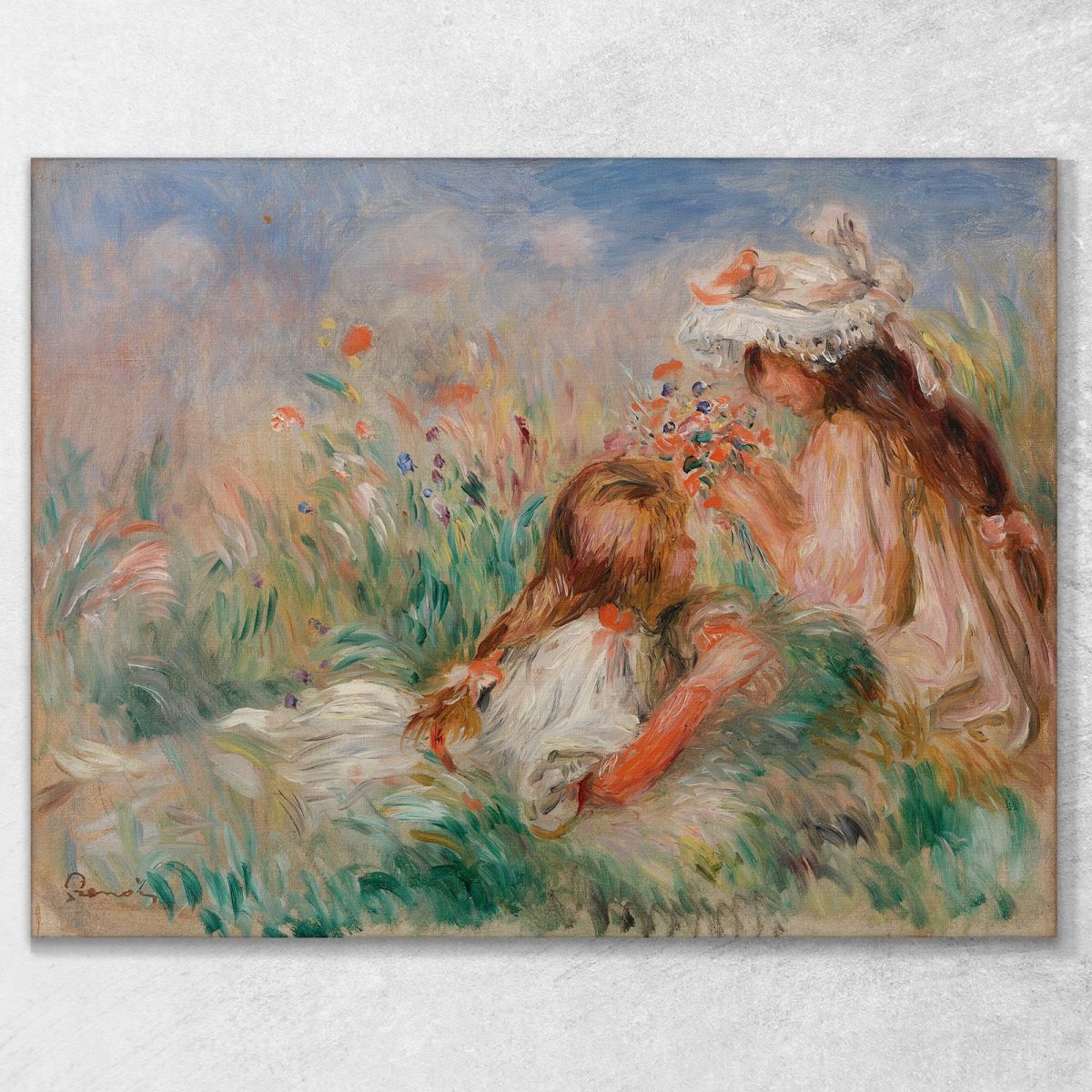 Girls In The Grass Arranging A Bouquet Pierre-Auguste Renoir par248 canvas print 