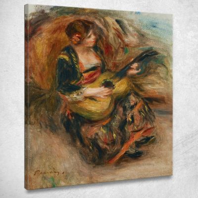 Young Woman Sitting Playing Guitar Pierre-Auguste Renoir par267 canvas print 
