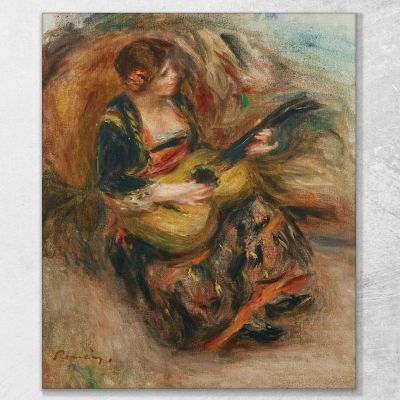 Young Woman Sitting Playing Guitar Pierre-Auguste Renoir par267 canvas print 