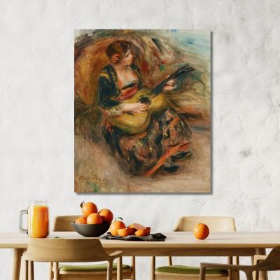Young Woman Sitting Playing Guitar Pierre-Auguste Renoir par267 canvas print 