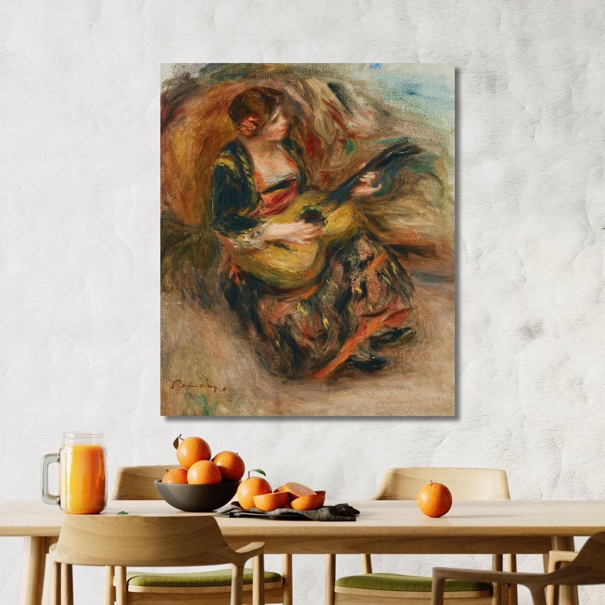 Young Woman Sitting Playing Guitar Pierre-Auguste Renoir par267 canvas print 