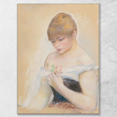 Young Woman Holding A Flower Pierre-Auguste Renoir par269 canvas print 