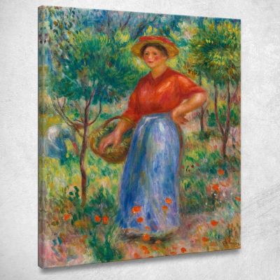 Young Girl With Basket Gabrielle In The Garden Pierre-Auguste Renoir par272 canvas print 