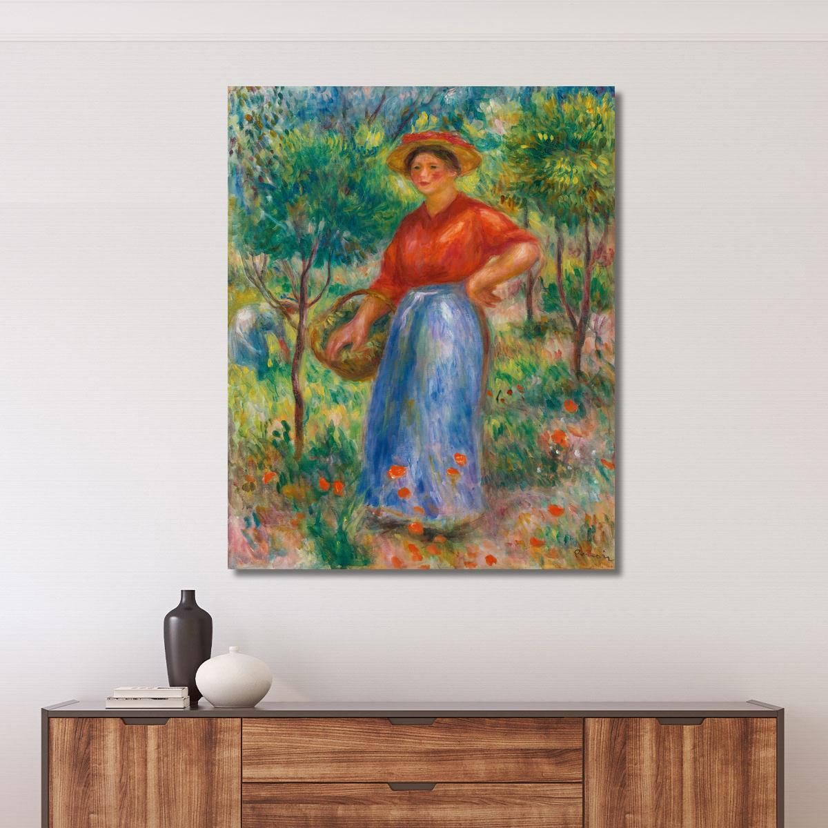 Young Girl With Basket Gabrielle In The Garden Pierre-Auguste Renoir par272 canvas print 