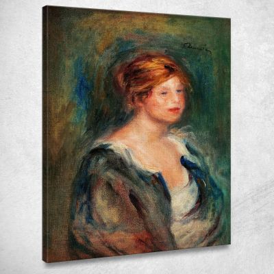 Young Girl In Blue Head Of A Blonde Woman Pierre-Auguste Renoir par273 canvas print 